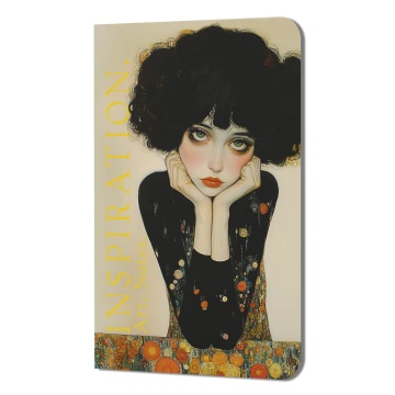 Записная книжка А5  32л скоба "Inspiration. Art. Notes. Климт (кудрявая брюнетка в черном платье)"