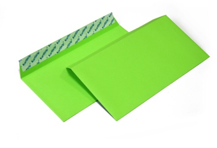 Конверт 114*229мм зеленый, силик.лента