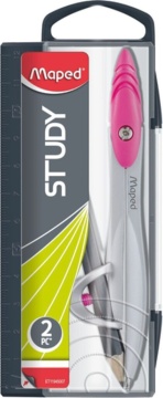 Циркуль металл. MAPED "Study", козья ножка, эргоном., с карандашом, пласт.футляр
