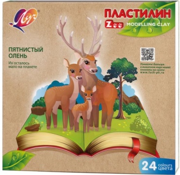 Пластилин 24цв 360гр. ZOO, карт.кор.