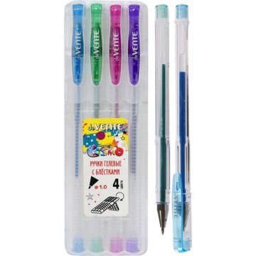 Набор гелевых ручек deVENTE 4цв. "Cosmo Glitter" 1мм, с блестками, в пласт.кор.