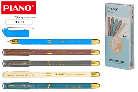 Ручка шариковая. PIANO. На масляной основе. Стильный цв.корпус с элементами золота. 0,5 мм. Синяя