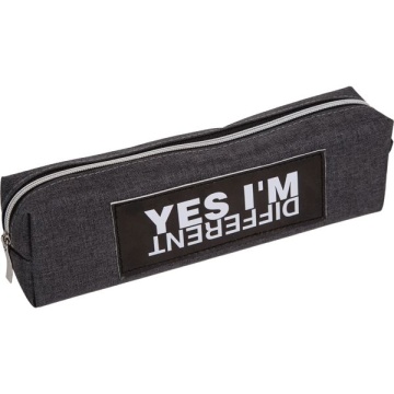 Пенал-косметичка (210*60*40) молния, ткань "YES I'm Different", с аппликацией из к/з, на 30пр.