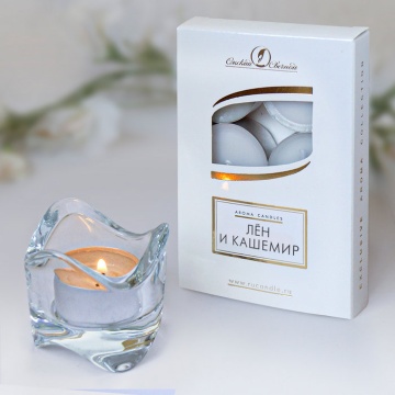 Свеча чайная ароматизированная 12гр "Лен и кашемир", 6шт/уп