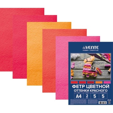 Набор цветного фетра А4  5л. 5цв. красная гамма, 2мм