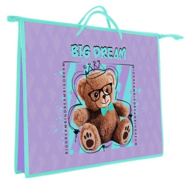 Папка А3 (460*345*40) с ручками, молния, пластик "Милый мишка"