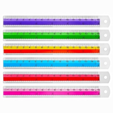 Линейка металлическая. 15 см. С дизайном. 6 цветов ассорти
