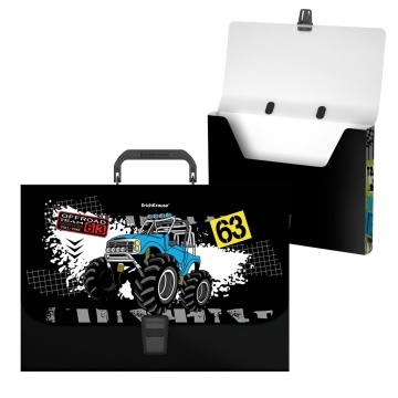 Портфель пластиковый ErichKrause Track Car, A4 (в пакете по  1шт.)