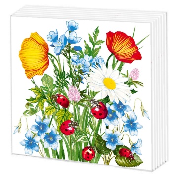 Салфетки бумажные 50л. 24*24см Божьи коровки, 1слой