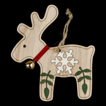 Украшение ErichKrause Decor Олень с колокольчиком 11см, дерево