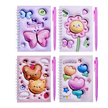 Блокнот+ручка. Набор CUTE. Блокнот: 10*14 см, 38 л., в линейку, обложка с 3D-эффектом. Ручка: шариковая, автоматич. 1 мм, ассорти