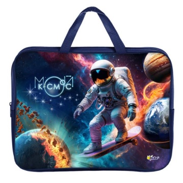 Папка для тетрадей А4 с ручками. Текстиль. МОЙ КОСМОС. 350х265x80мм