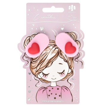 Набор заколок для волос "Феникс+. Сердечки" 2шт., 3,9см