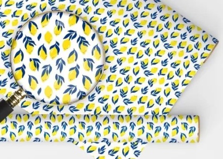 Бумага упаковочная 70*100см  "Яркие лимончики"