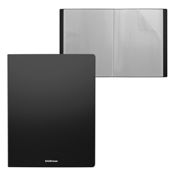 Папка файловая пластиковая ErichKrause текстура Песок Классика, c 30 карманами, A4, черный (в пакете