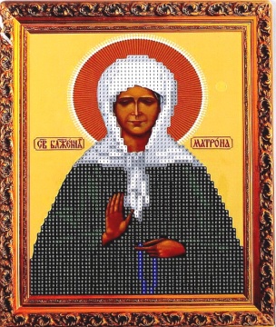 Алмазная мозаика 3D на картоне, 21х25см. Круглые стразы. Неполная выкладка. СВЯТАЯ БЛАЖЕННАЯ МАТРОНА МОСКОВСКАЯ