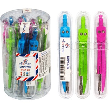 Циркуль металл. Attomex, в пласт.футляре, ассорти