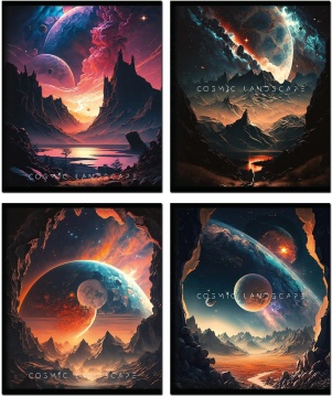 Тетрадь А5 48л кл. Полином "Cosmic Landscape" выб.УФ-лак, 4 дизайна*