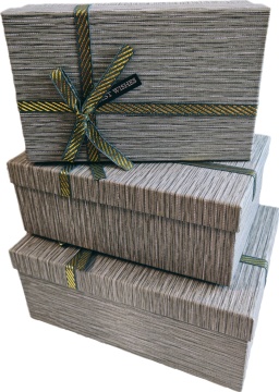 Набор подарочных коробок  3в1 с бантом, серый 19*12*6.5, 21*14*8, 23*16*9.8см