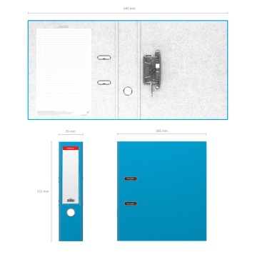 Папка-регистратор с арочным механизмом разборная ErichKrause, Neon, А4, 70 мм, голубой