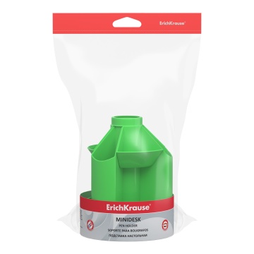 Подставка настольная вращающаяся пластиковая ErichKrause Мини органайзер, Непрозрачный неон, зеленая