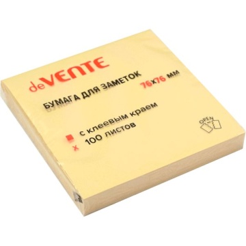 Бумага с липким краем (76*76мм)  100л, офсет 75 г/м, желтая