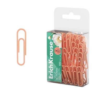 Скрепки металлические с виниловым покрытием ErichKrause Pastel Bloom, 28 мм, Peach (в пэт-боксе по 1