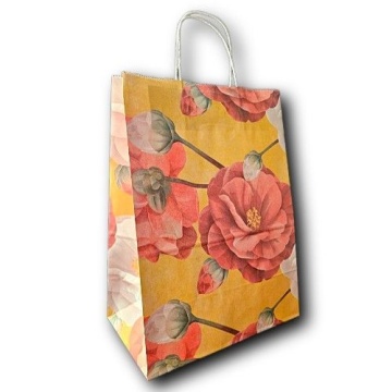 Пакет подар. бумажн. 35*26*15 см, 100 гр/м2 Цветы, крученые ручки