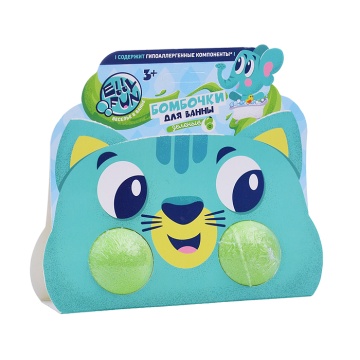 Бомбочки для ванн "ELLYFUN Зверюшки" Котенок 2шт, зеленый 90гр