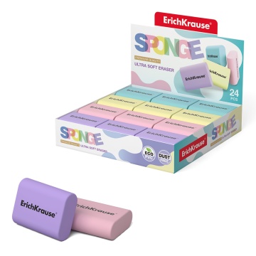Ластик ErichKrause Sponge Pastel (в коробке по 24 шт.)