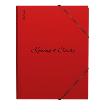 Папка на резинках пластиковая ErichKrause Classic Phrases, A4, красный (в пакете по 4 шт.)