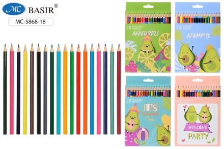 Карандаши цветные  "АВОКАДО"; деревянные, 18 цв.