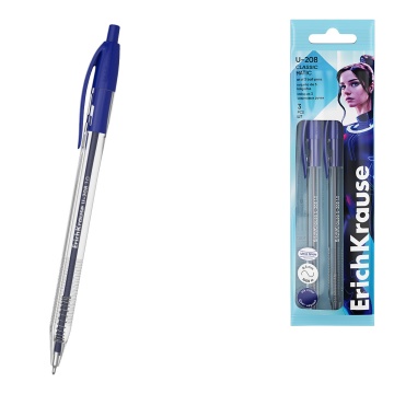 Набор из 3 ручек шариковых автоматических ErichKrause U-208 Matic Classic 1.0, Ultra Glide Technolog