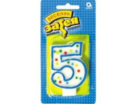 Свеча-цифра "5", 7,6см.