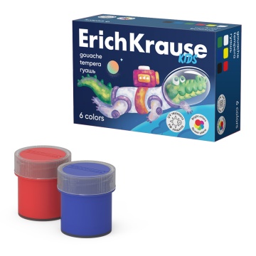 Гуашь 6цв 120мл Erich Krause Kids Space Animals, УФ-защита яркости