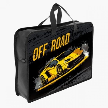 Папка для тетрадей. А4. Пластиковая, с ручками. СПОРТКАР ЖЁЛТЫЙ