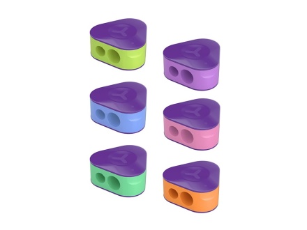 Точилка пластиковая Berlingo "Envy", с контейнером, 2 отверстия, ассорти(352558)