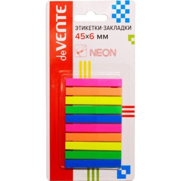 Закладки с липким краем (45* 6мм) 10 цв., 250л