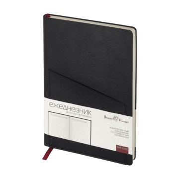 Ежедневник недат. А5 136л., мягк.пер., иск.кожа "Barcelona. Черный" ляссе, карман