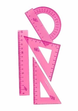 Линейки. Геометрический набор МАЛЫЙ прозрачный, розовый, 4 предмета