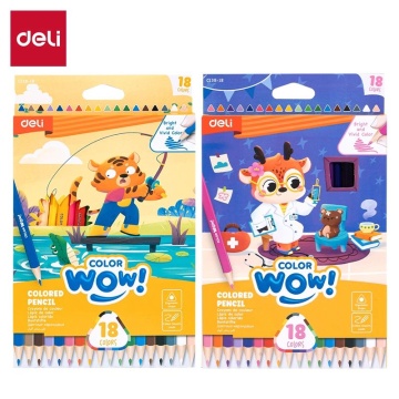Карандаши цвет. 18цв Deli  COLORWOW!  трехгранные, 2дизайна