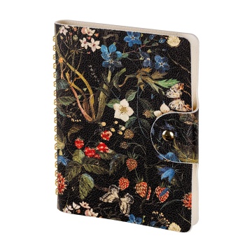 Ежедневник недат. А6 136л., кожзам, мягк.обл., гребень "Flora. Лесные ягоды" магнит.хлястик