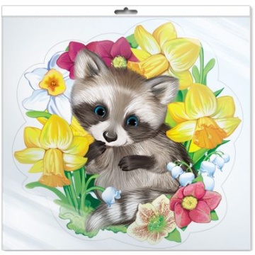 Плакат фигурный 20*30см "Енот весенний" в упаковки