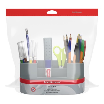 Набор школьный пластиковый ErichKrause Victoria, Ice Metallic, серебряный