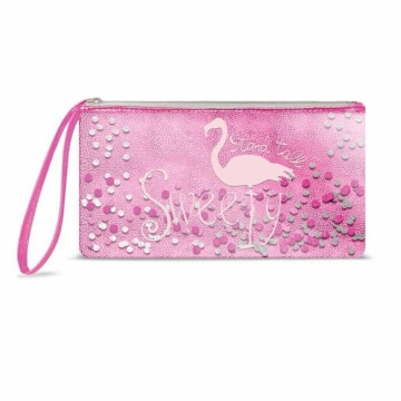 Пенал-косметичка (200*100) "Розовый фламинго" иск.кожа, пайетки под ПВХ