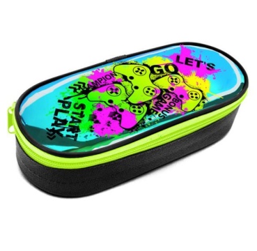 Пенал-косметичка с откид.планкой (210*85*50) молния, ткань, ПВХ "Яркие джойстики"