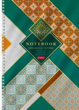 Тетрадь А4 80л кл. гребень Hatber "Gold ornament" выб.лак.*