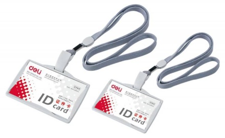 Бейдж 53х85 мм. горизонт., зажим вращающийся, серый