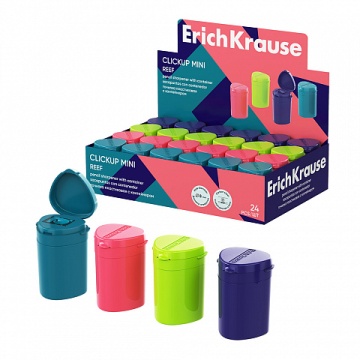 Точилка пласт. с контейнером 1 отв. ClickUp Mini, Reef, ассорти