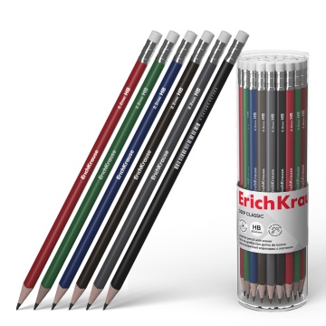 Карандаш Deep Classic triangular HB, трехгранный с ластиком, тубус